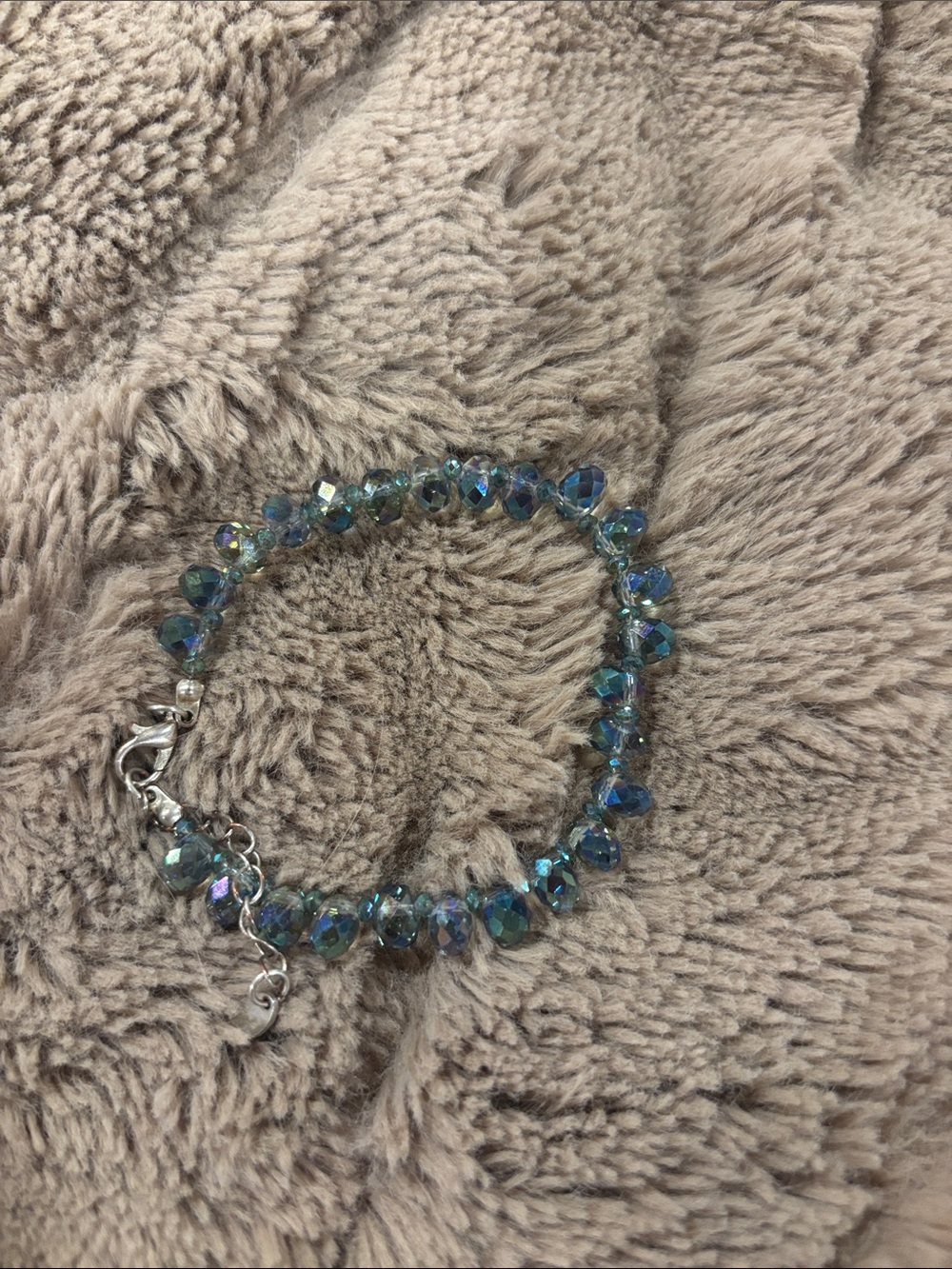 Crystal Beaded Bracelet in Teal Blue